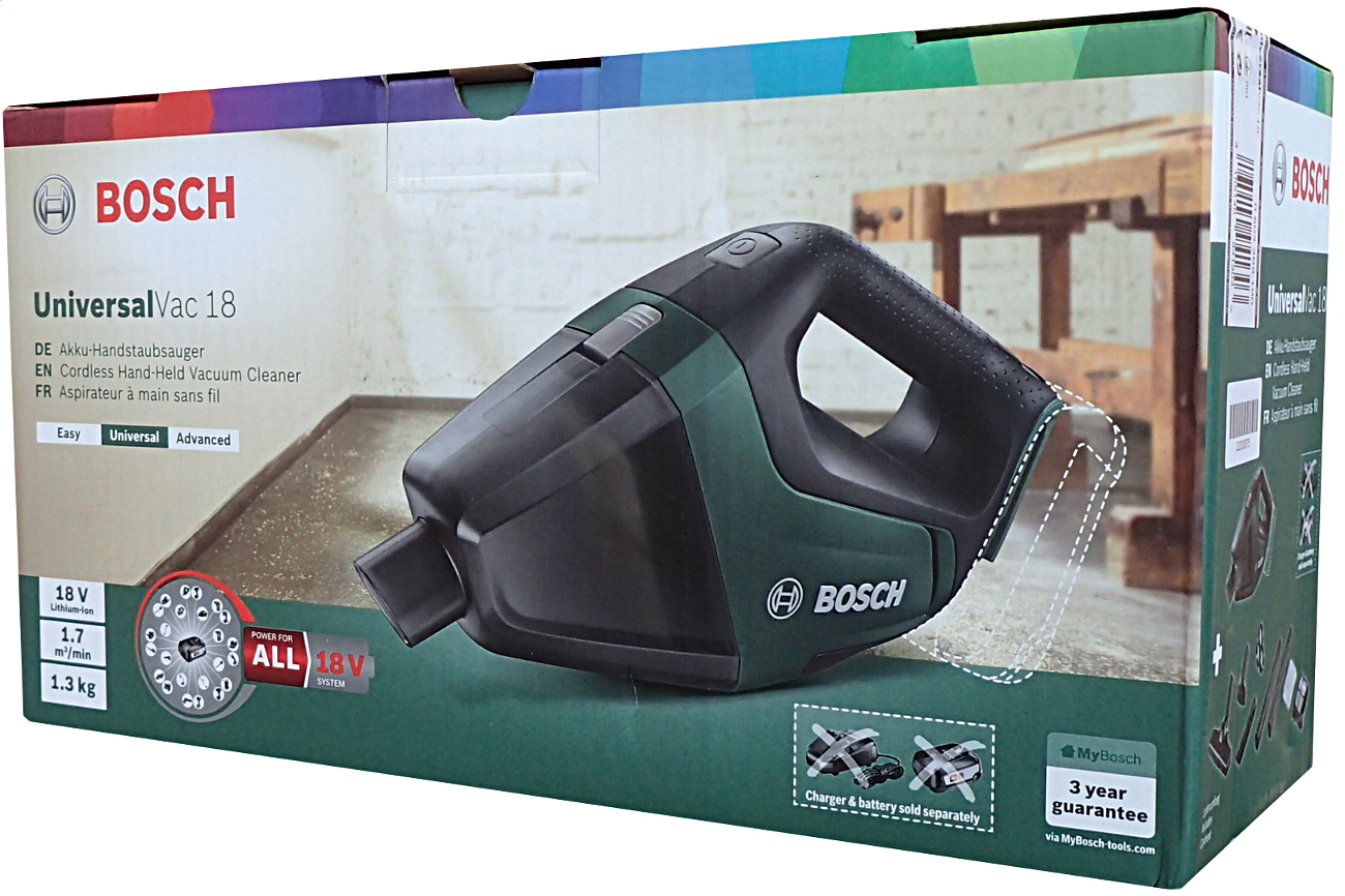 Bezdrôtový prenosný akumulátorový vysávač Bosch UniversalVac 18