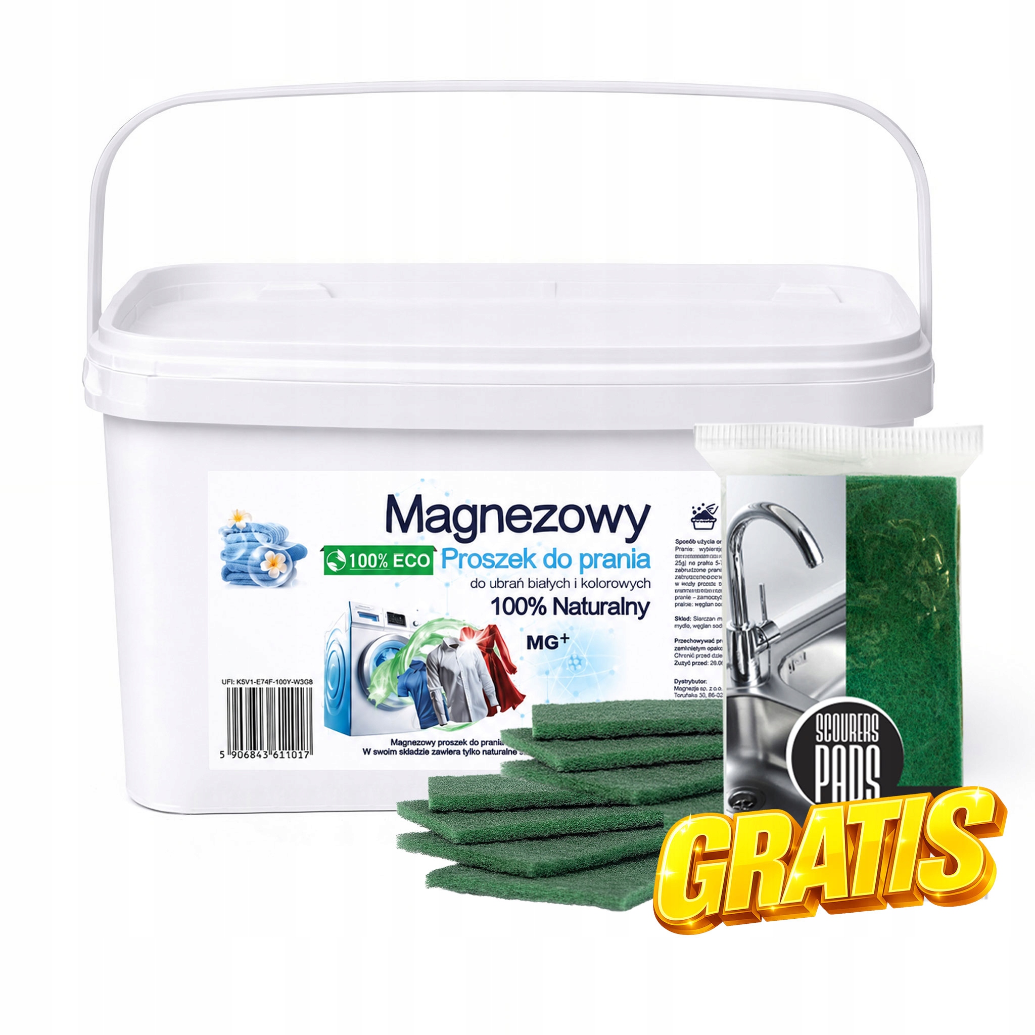 Proszek do prania Magnezowy ekologiczny Do Białych I Kolorów 5kg
