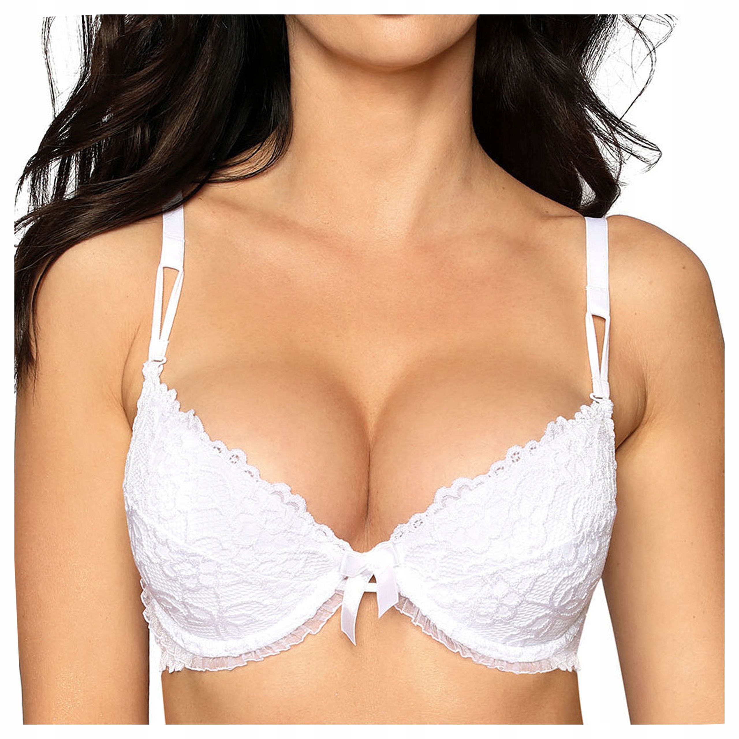 Koronkowy Biustonosz Push-Up z Wyjmowanymi Wkładkami Carmen 85C Biały