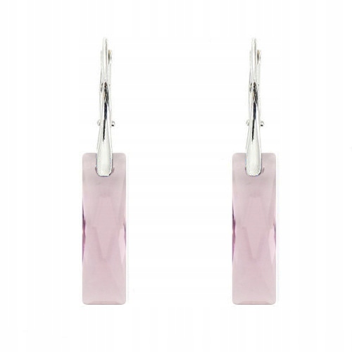 Stříbrné Náušnice 925 s krystalem Swarovski Queen Baguette 25 mm Light Amethyst