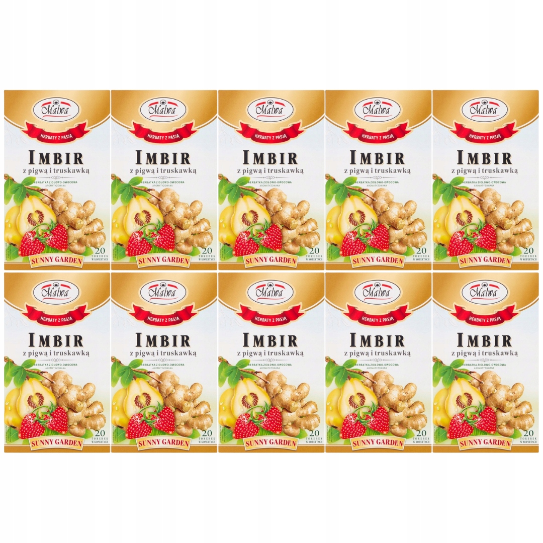 Levně Malwa Bylinně-ovocný čaj zázvor s kdoulí a jahodou 40 g x 10 ks