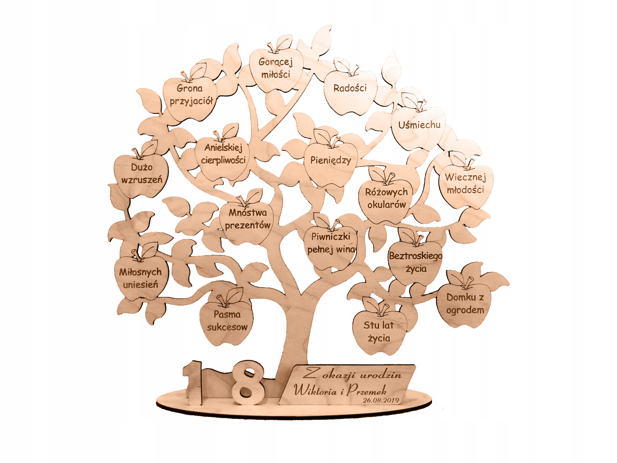 18. narozeniny, osmnáctka, gravírovaný strom