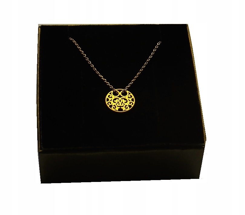 

Naszyjnik złoty kółko ażurowe srebro925 celebrytka