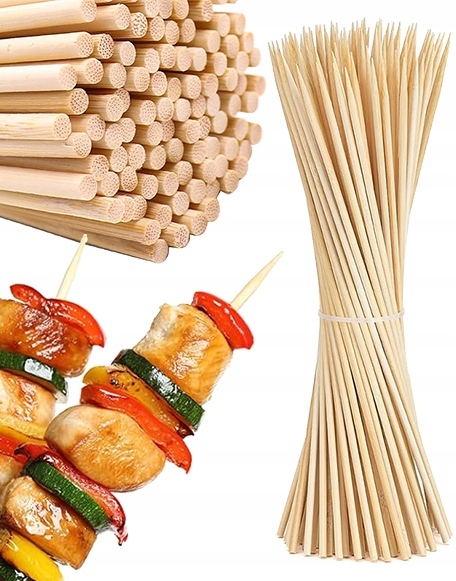 DŁUGIE 25cm WYKAŁACZKI DO SZASZŁYKÓW PATYCZKI BAMBUSOWE 200 szt
