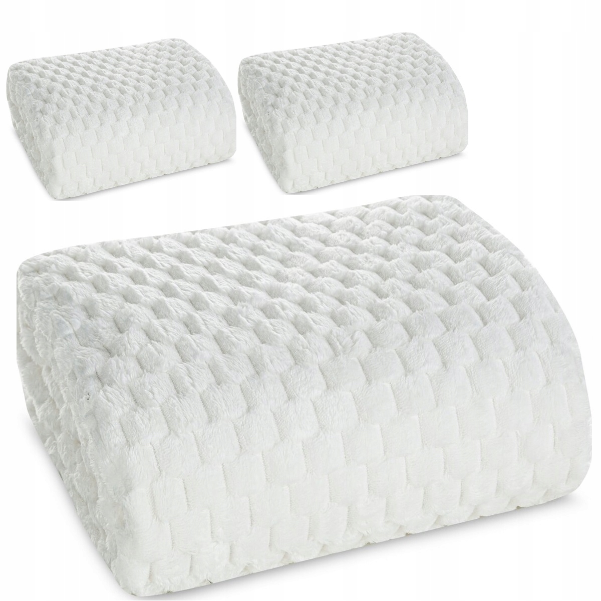 BIAŁY KOMPLET NA KANAPE I FOTELE 170 X 210 + 2 X 70 160 NARZUTY KOCE NOWOŚĆ