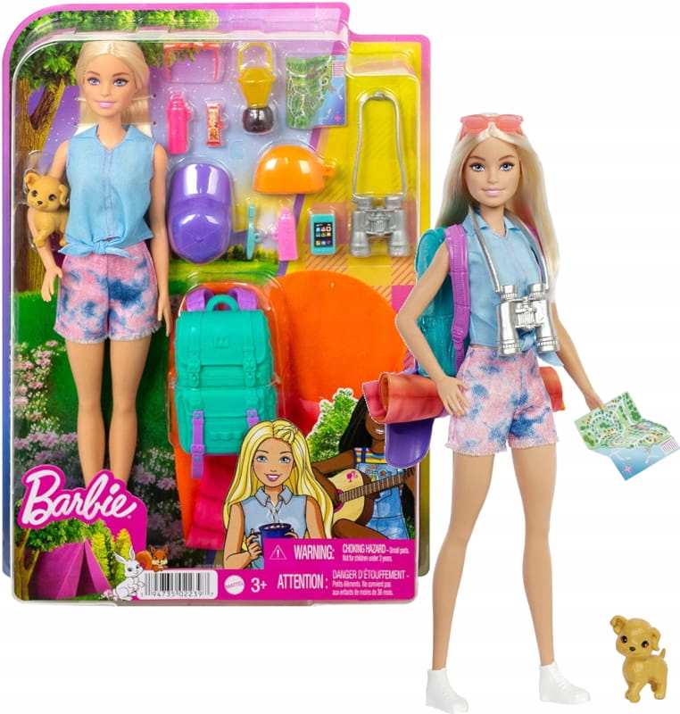LALKA BARBIE MALIBU NA KEMPINGU + AKCESORIA 3+