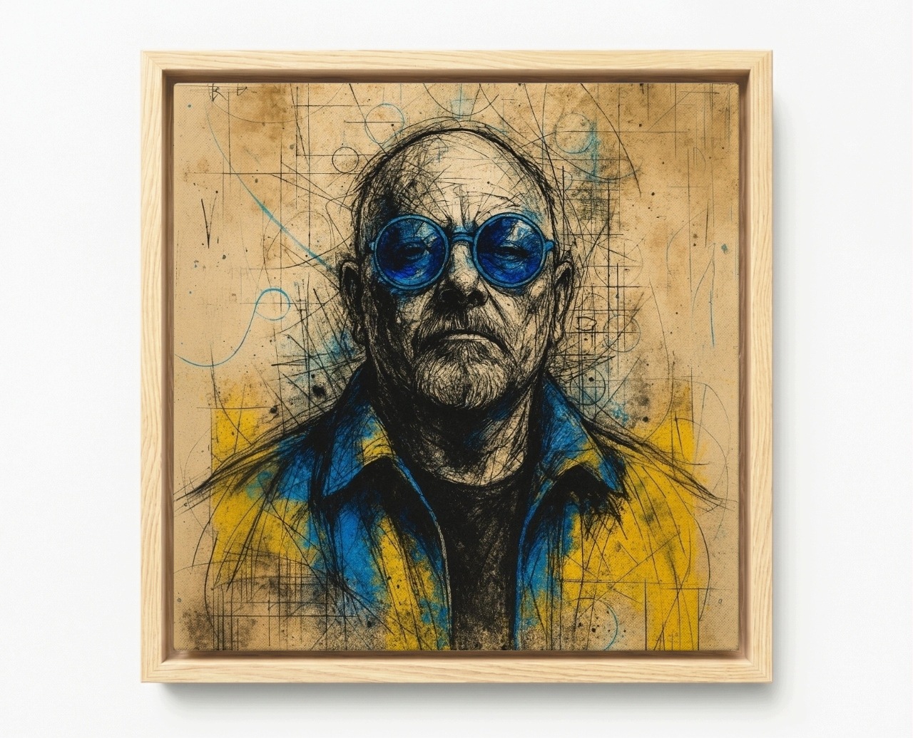 Obraz Rám Americká Krabička Grafika Portrét Skica Muž Kresba 40x40