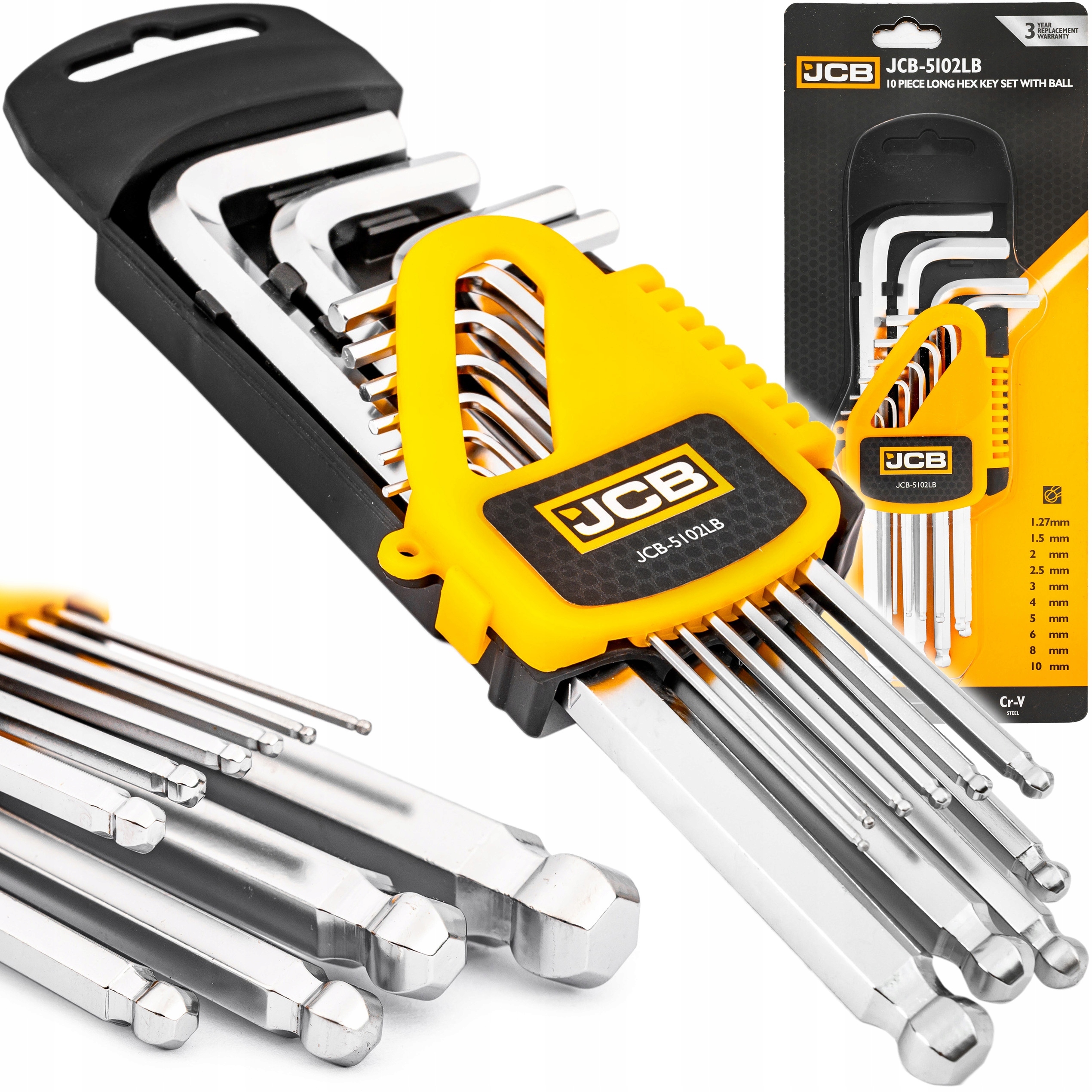 Zestaw Klucze Imbusowe Wkrętaki Jcb Imbus Crv Z Kulką 10el 1,27-10mm