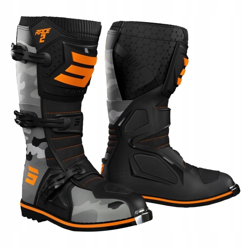 Obuv Na Crossa Offroad Štvorkolka Atv Enduro Shot Race 2 Camo Orange Fluo 41