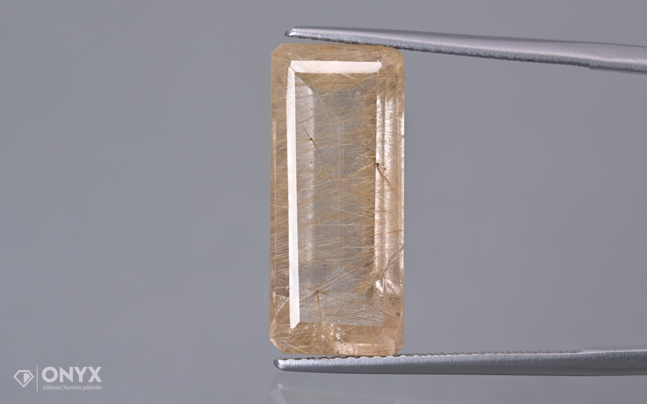 Křemen s rutilem fasetovaný oktagon 20,5x9 mm