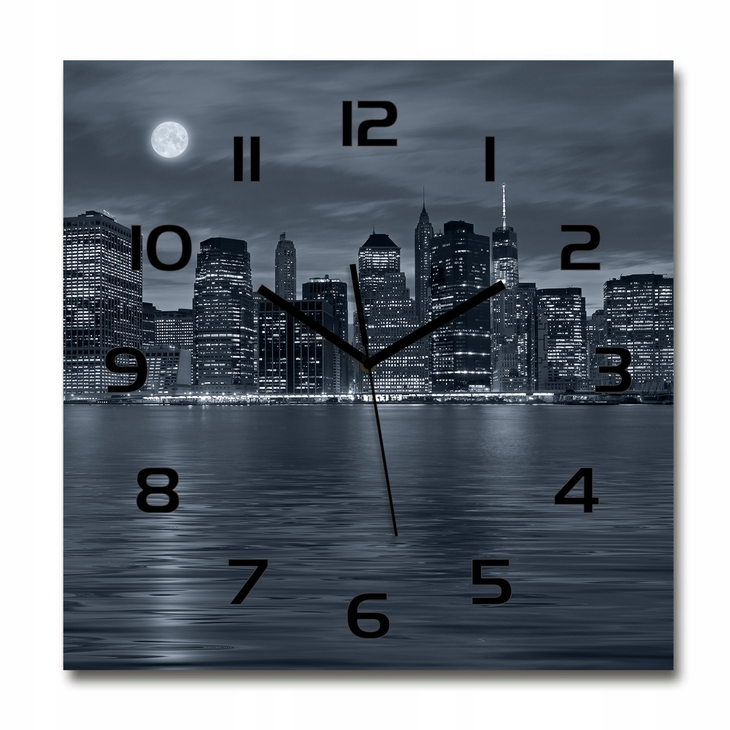 

Zegar ścienny ze szkła, duży Nowy Jork nocą 60x60