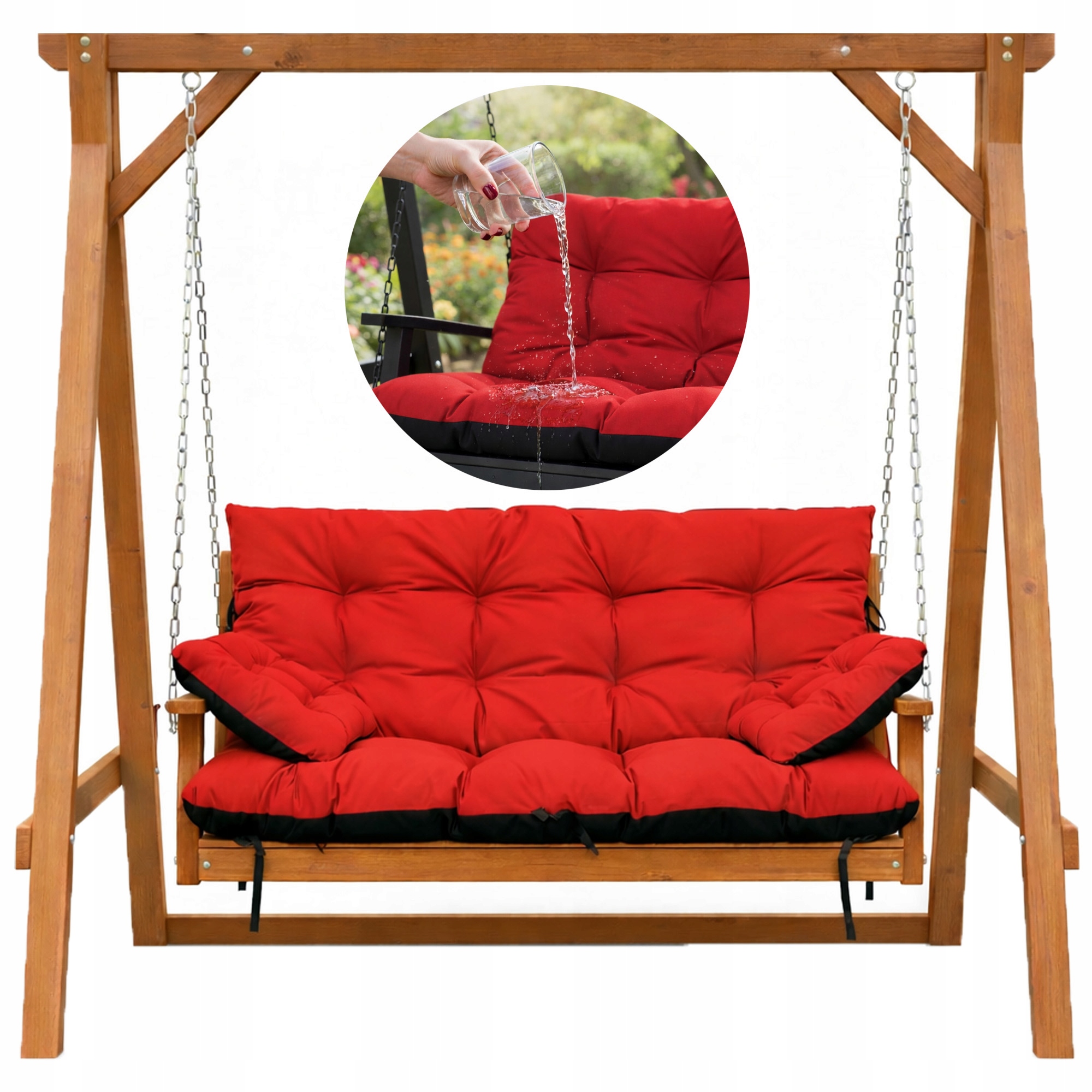 Polštář Voděodolný na houpačku, paleta 140x60x50 +2x45/45 Červený