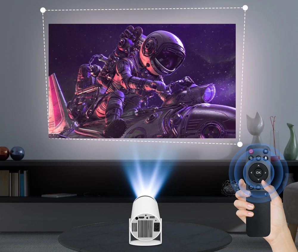 MINI PRZENOŚNY OBROTOWY PROJEKTOR FULL HD + SMART TV BOX Android GŁOŚNIK Model Projektor kinowy HY300+ HD