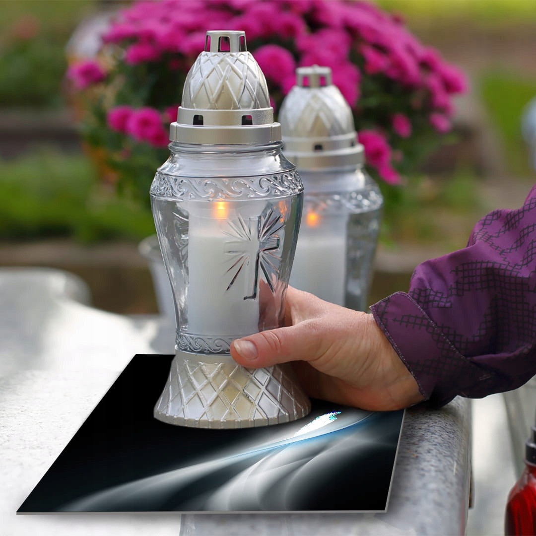 SZKLANA PODSTAWKA POD ZNICZE 60x30cm Popiel 125d Szerokość produktu 30 cm