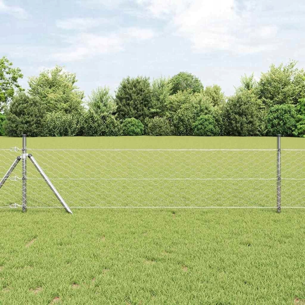 Oplocení se sloupky Stříbrný 0.4 x 50 m Ocel potažená Pvc