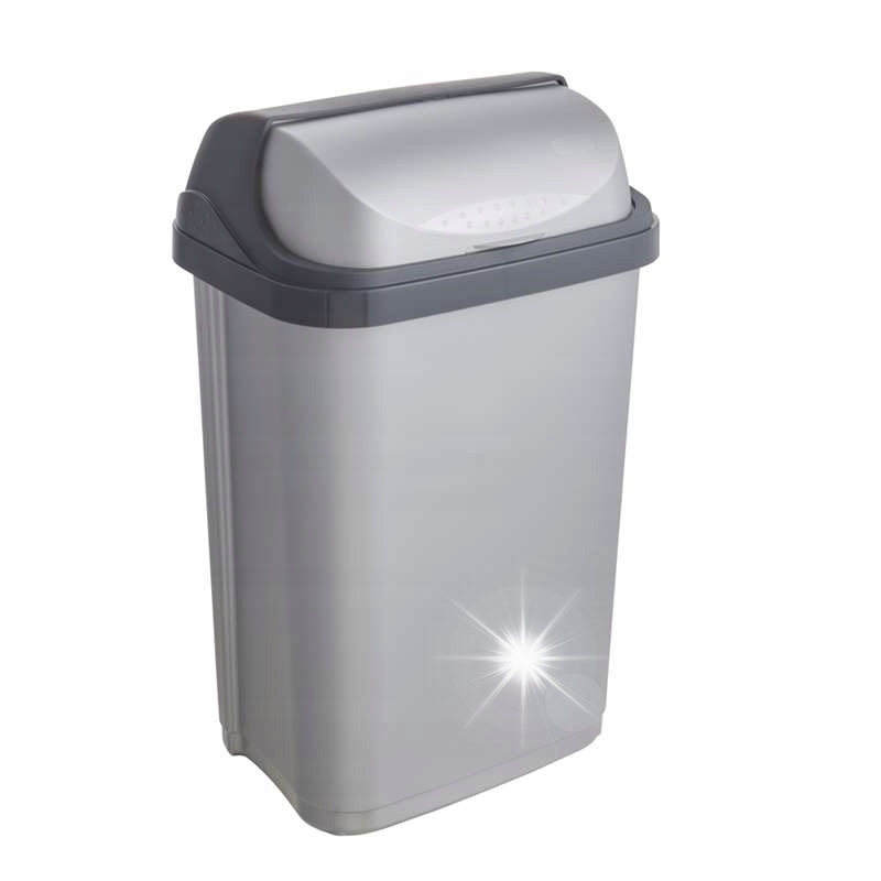 odpadkový koš s otočným víkem, světle stříbrný, 25 l