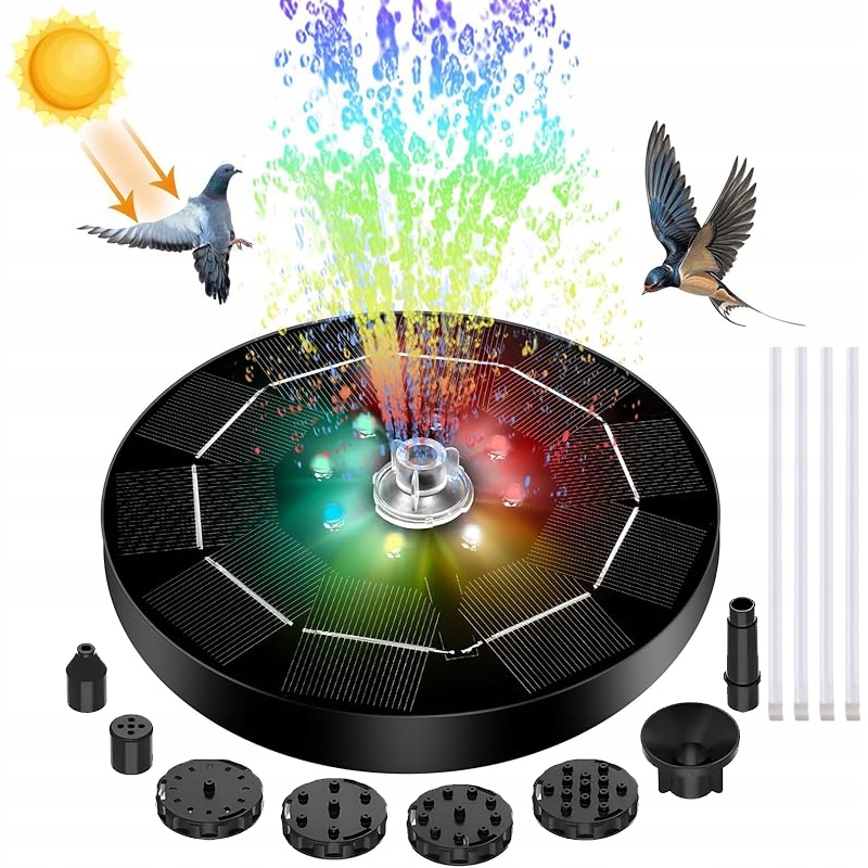 Fontanna solarna Pompa stawowa Ogrodowa pływająca fontanna Led