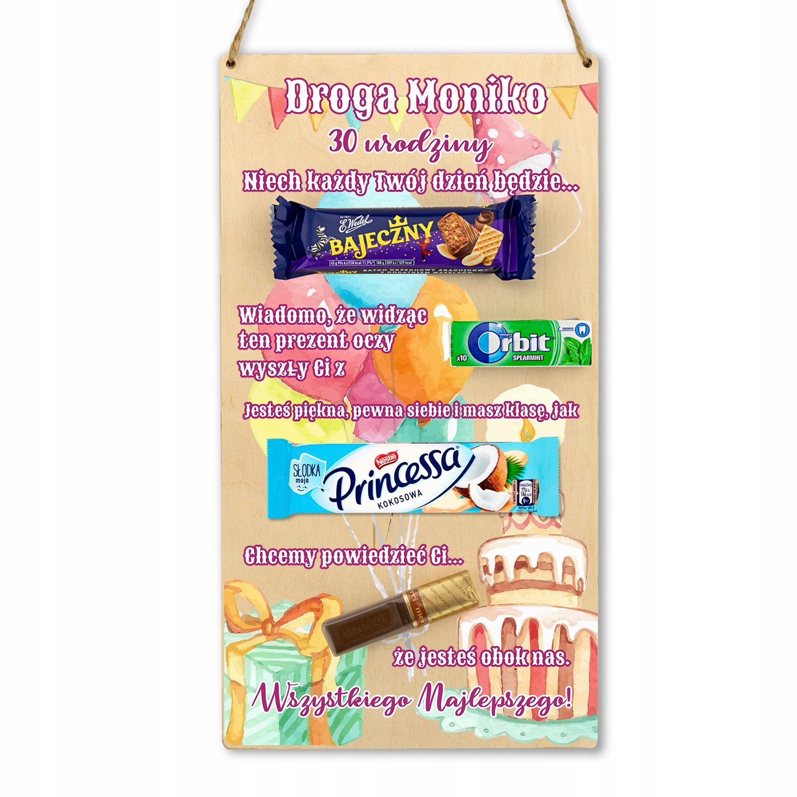 

Tabliczka Drewniana 30 Urodziny Batony Dla Niej