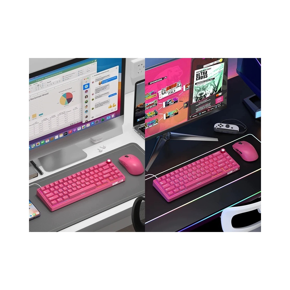 ROYAL KLUDGE R65 Berry Red Gaming Keyboard Cream Switch — 8