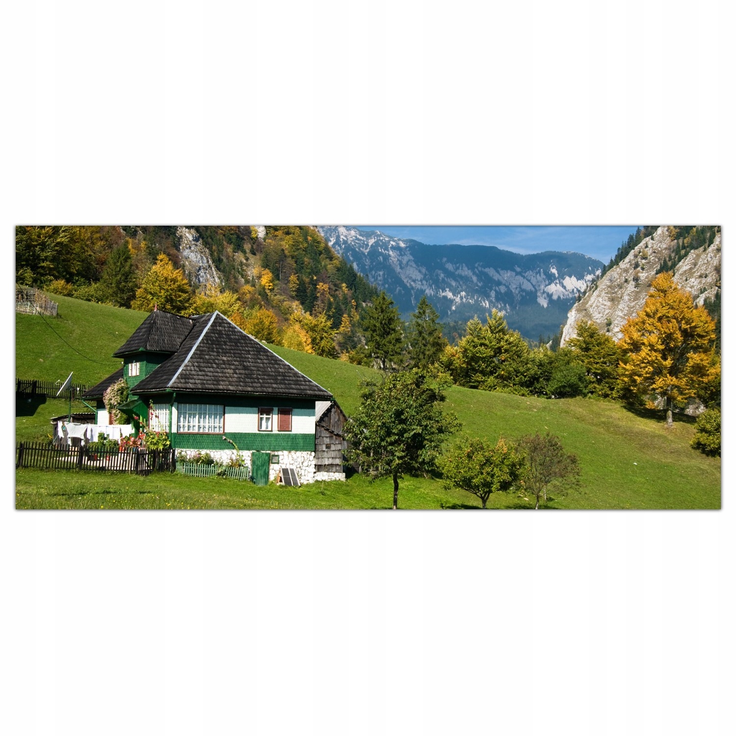 Podzimní hory Vesnice 125x50 Tvrzené sklo lacobel