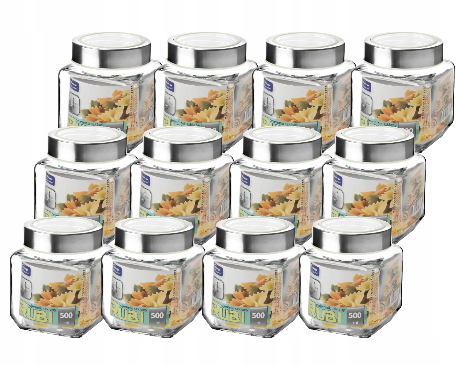

Pojemniki Szklane Rubi 12x500ML Białe