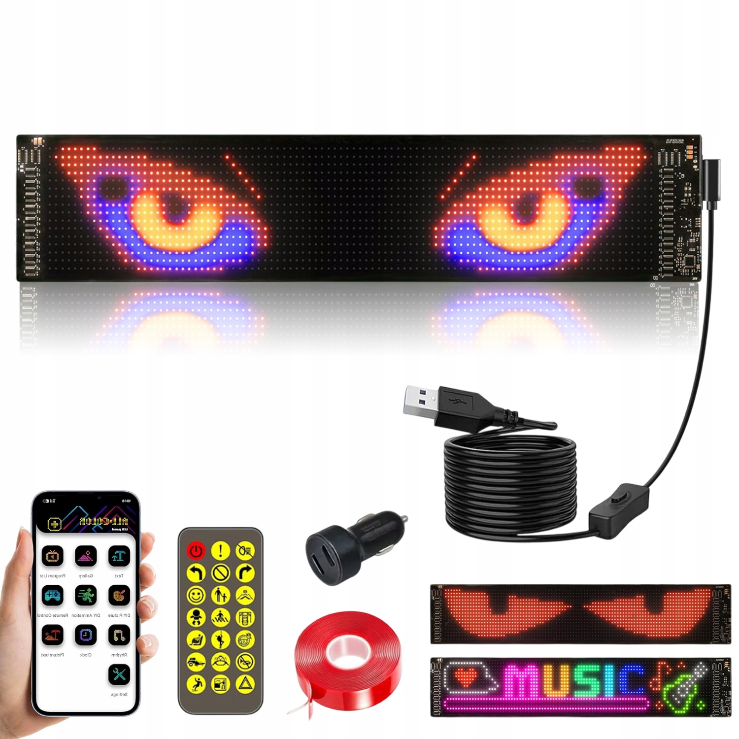 Barevný Led Displej Flexibilní 12X59 CM Bluetooth Ovládání Telefonu