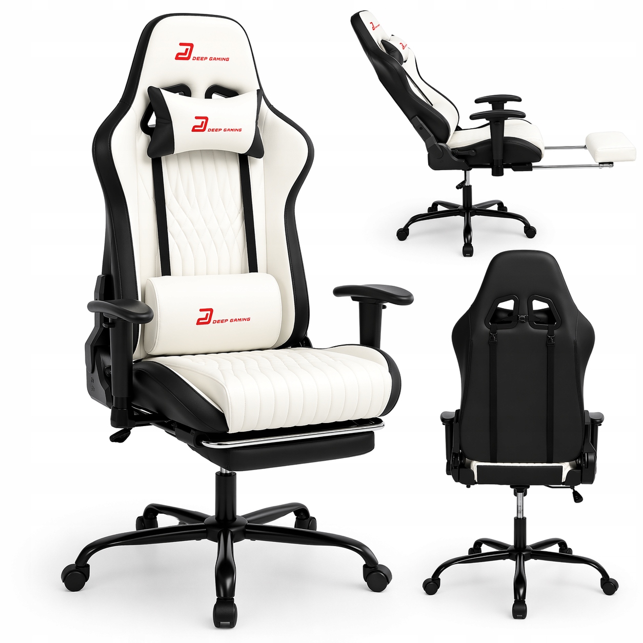 Bílá Herní Židle Pro Hráče, Nastavitelná Výška, Herní Nábytek