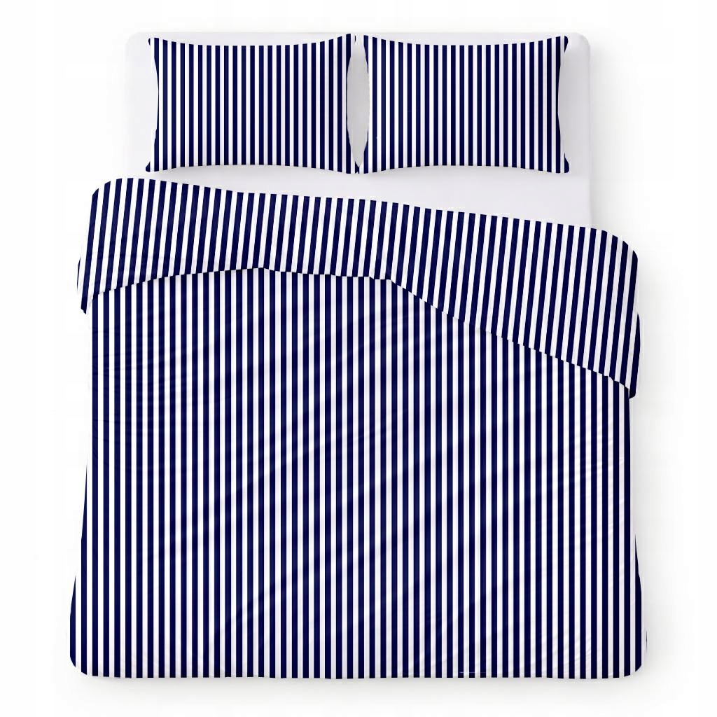 Povlečení bavlněné 200x220 bílé s modrými pruhy, klasické Cotton Home