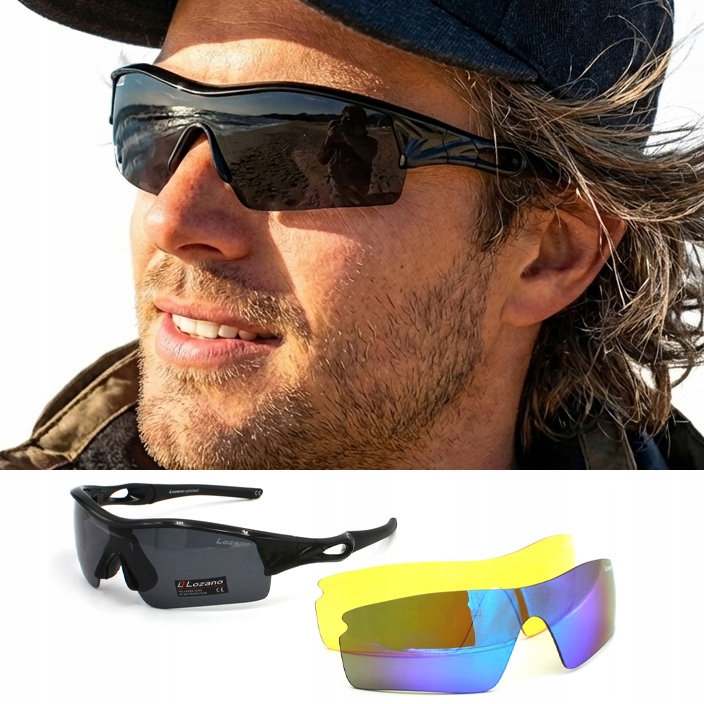 Okulary Przeciwsłoneczne Męskie Lozano Polaryzacyjne Zestaw Etui 3 Soczewki