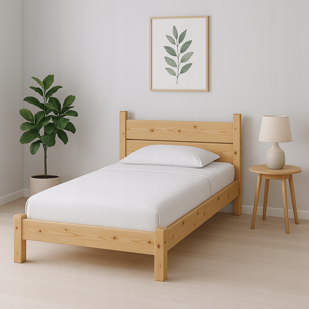 Dřevěná postel 120x200 Leaf stabilní rošt Ekologické Jednoduché Scandi Eco