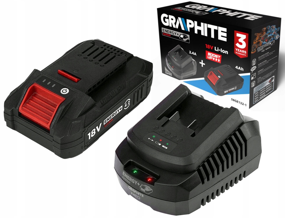 Graphite Akumulator Bateria 4.0Ah Boostup +ładowarka 2.4A Energy+ 58GE132-1