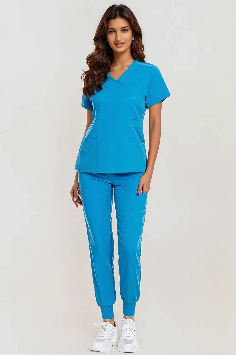 Komplet Medyczny Damski Scrub Uniform, Model Cure, Kolor Blue, Rozmiar XXL