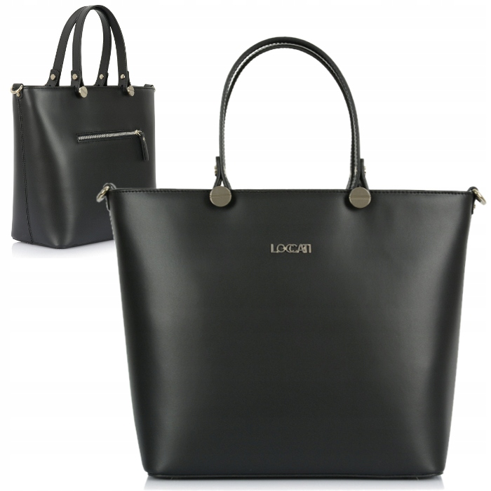 

Czarna duża damska torebka skórzana matowa a4