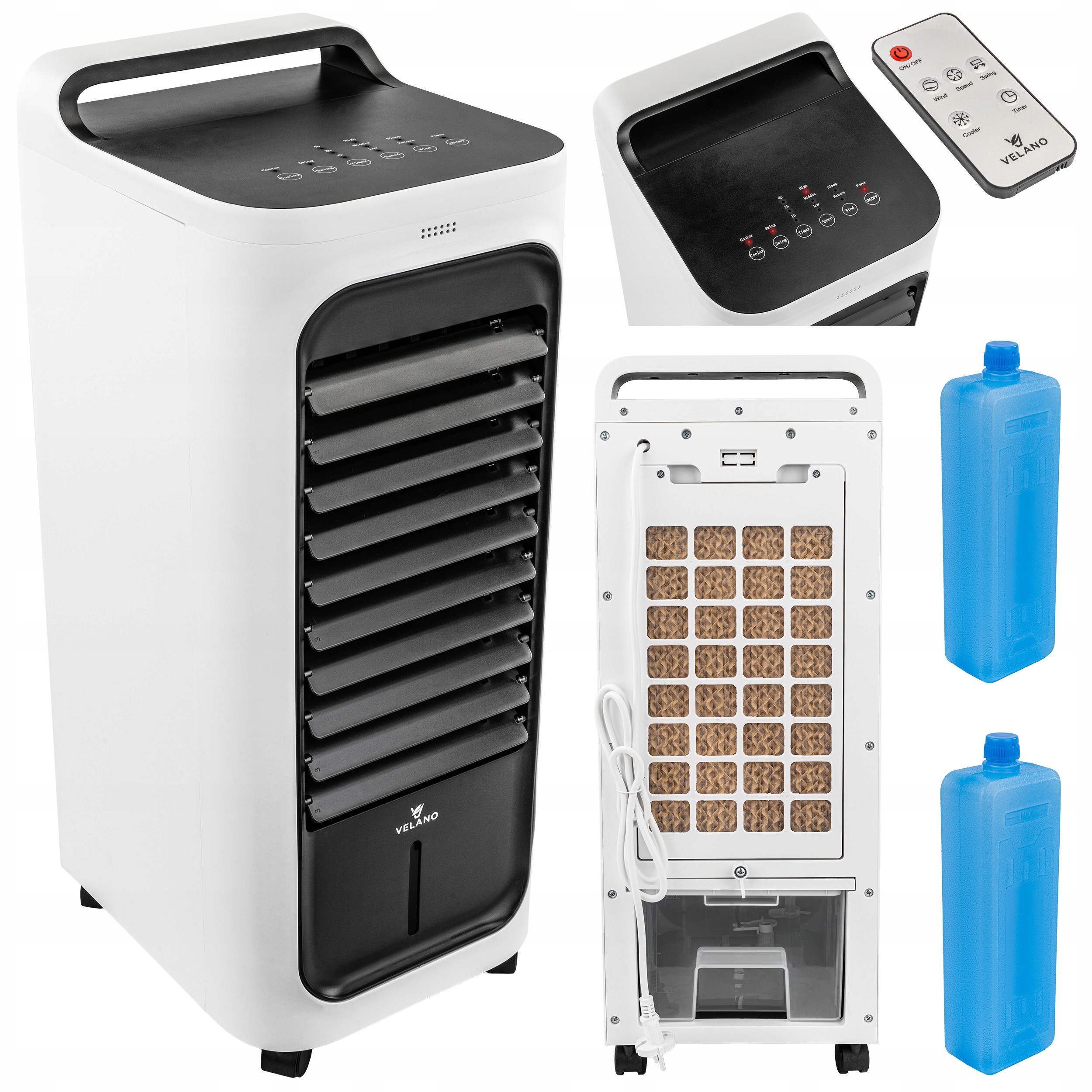 Напольный вентилятор с водяным охлаждением, осцилляторный, портативный с дистанционным управлением, 80 Вт