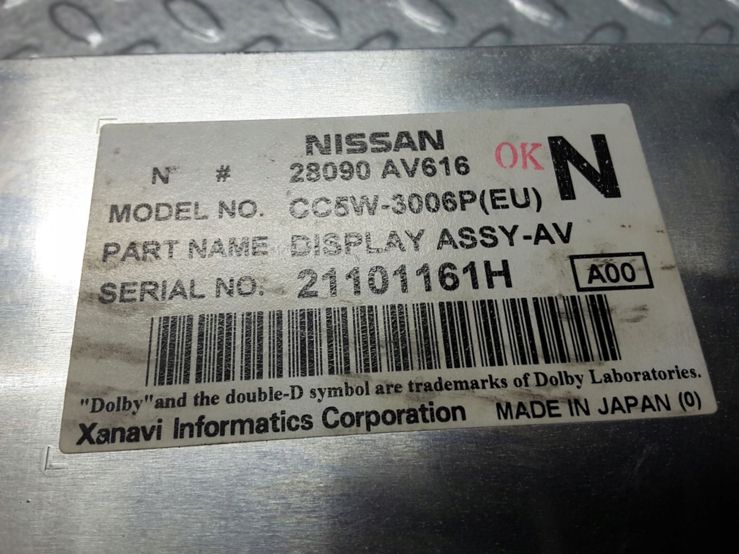 Wyświetlacz Nissan Primera 28090AV616