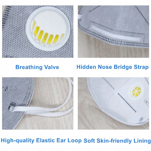 MASKA OCHRONNA FFP2 MASECZKA KN95 ZAWOREK -10 SZT. Kolor dominujący odcienie szarości