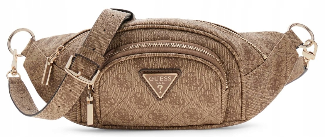 Logovaná Ledvinka Dárková Taška Boků Rameno Béžová Elegantní Módní Guess