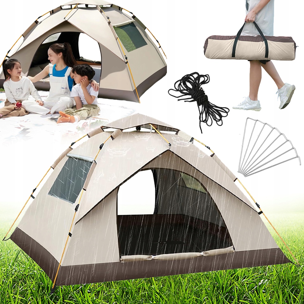 Namiot Turystyczny Przeciwdeszczowy Dla 3OSÓB Okna Moskitiery 210X150X125CM