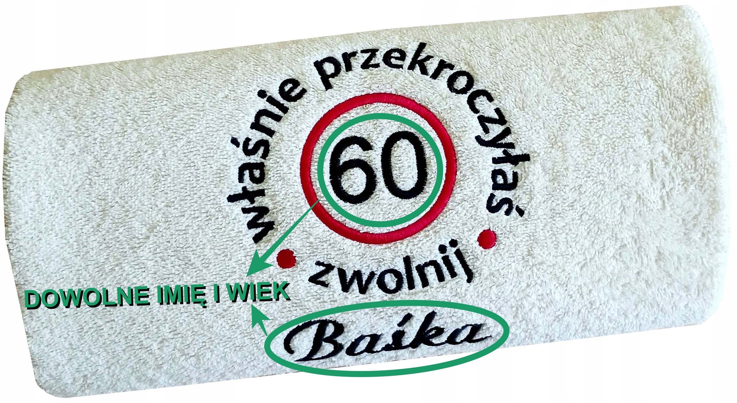 Originální dárek k Narozeninám 18,30,40,50,60 ručník s Výšivkou nápis jméno