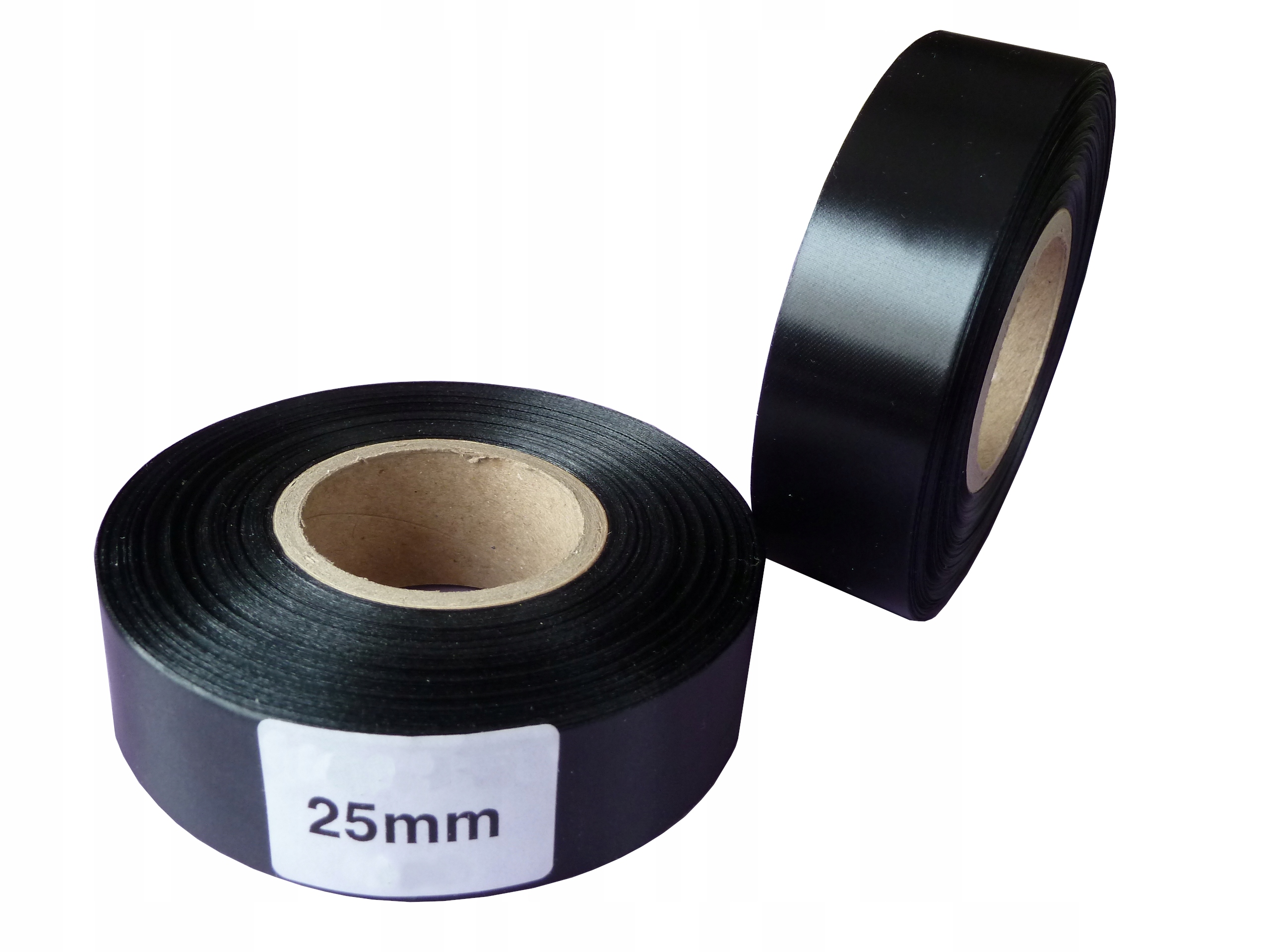 Saténová Černá páska na roli 25/200 m s visačkou