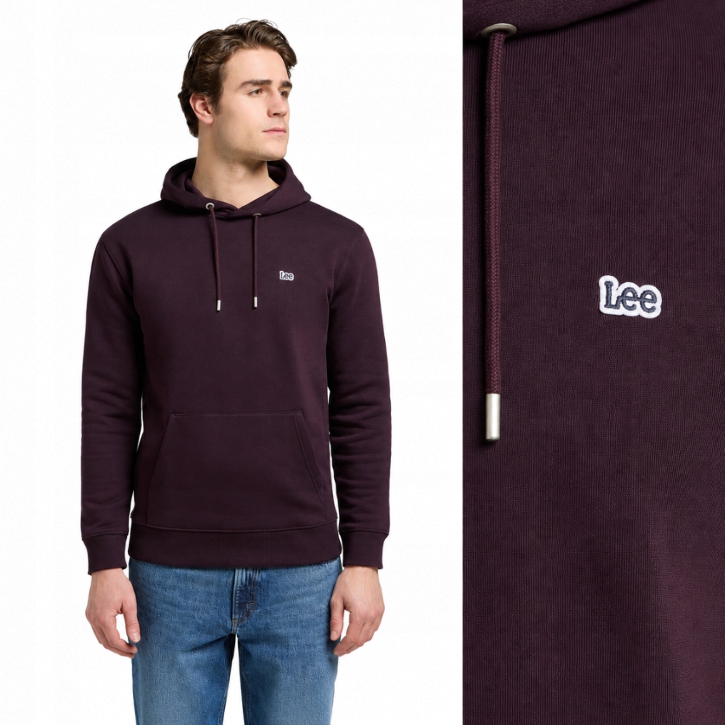 Lee mikina s kapucí (klokanka) bordó Wobbly Lee Hoodie Pebble Deep M