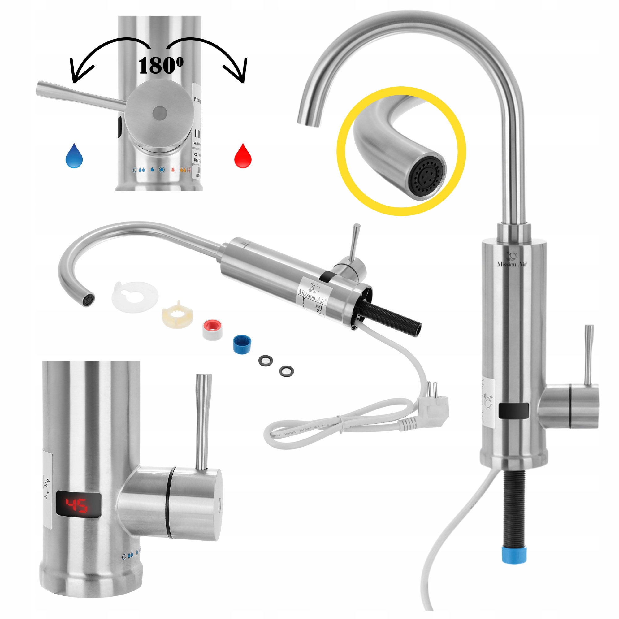 Elektrický prietokový ohrievač vody 3,3 kW LCD