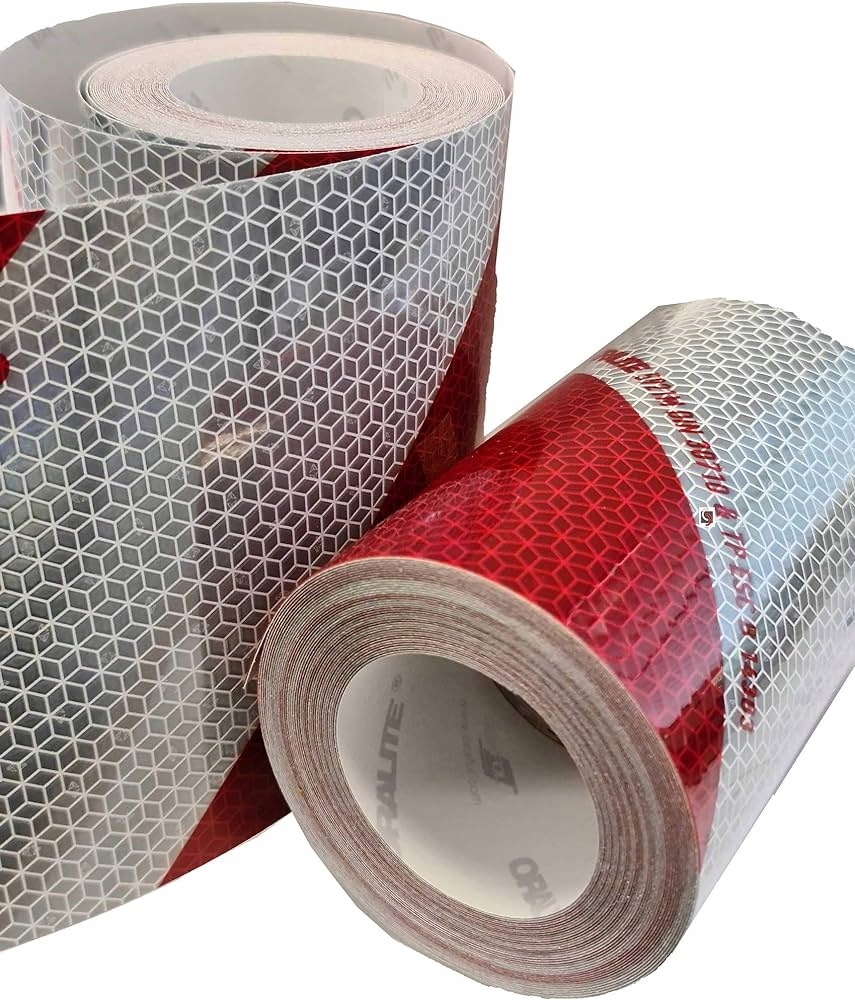 Taśma odblaskowa biało-czerwona typ II - zestaw 2 rolki, 9mb, szer. 14,1cm Numer katalogowy producenta Taśma odblaskowa typ II