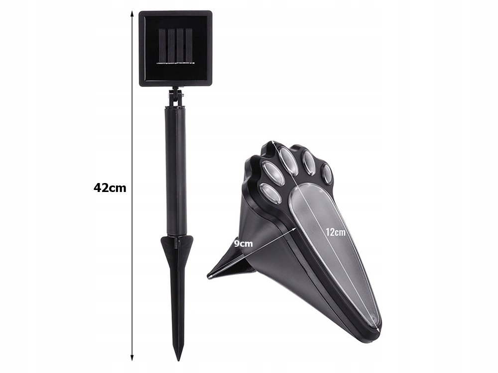 LAMPKI SOLARNE ŁAPKI OGRODOWE GRUNTOWE LED 4 SZT. Długość wbijanego grota 4 cm