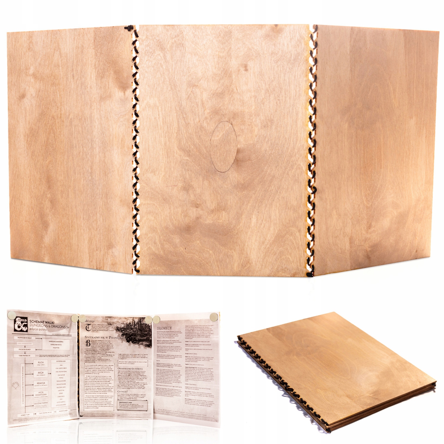 BRĄZOWY DREWNIANY EKRAN MISTRZA GRY + MAGNESY