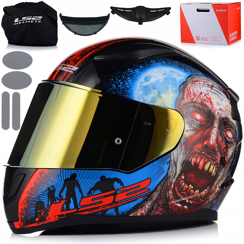 Motocyklová Prilba LS2 FF353 Rapid II Zombie 06 Zlaté Zrkadlové Sklo