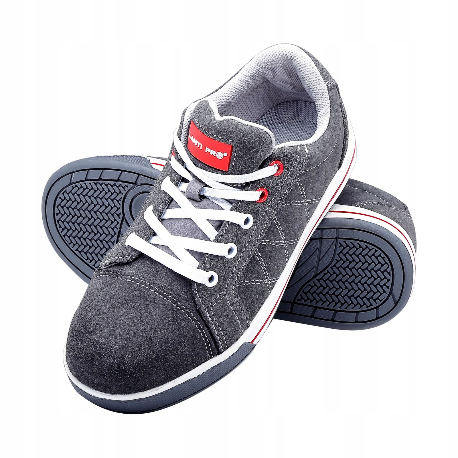 Półbuty zamszowe z podnoskiem męskie szaro-czerwone rozmiar 44 Lahti Pro