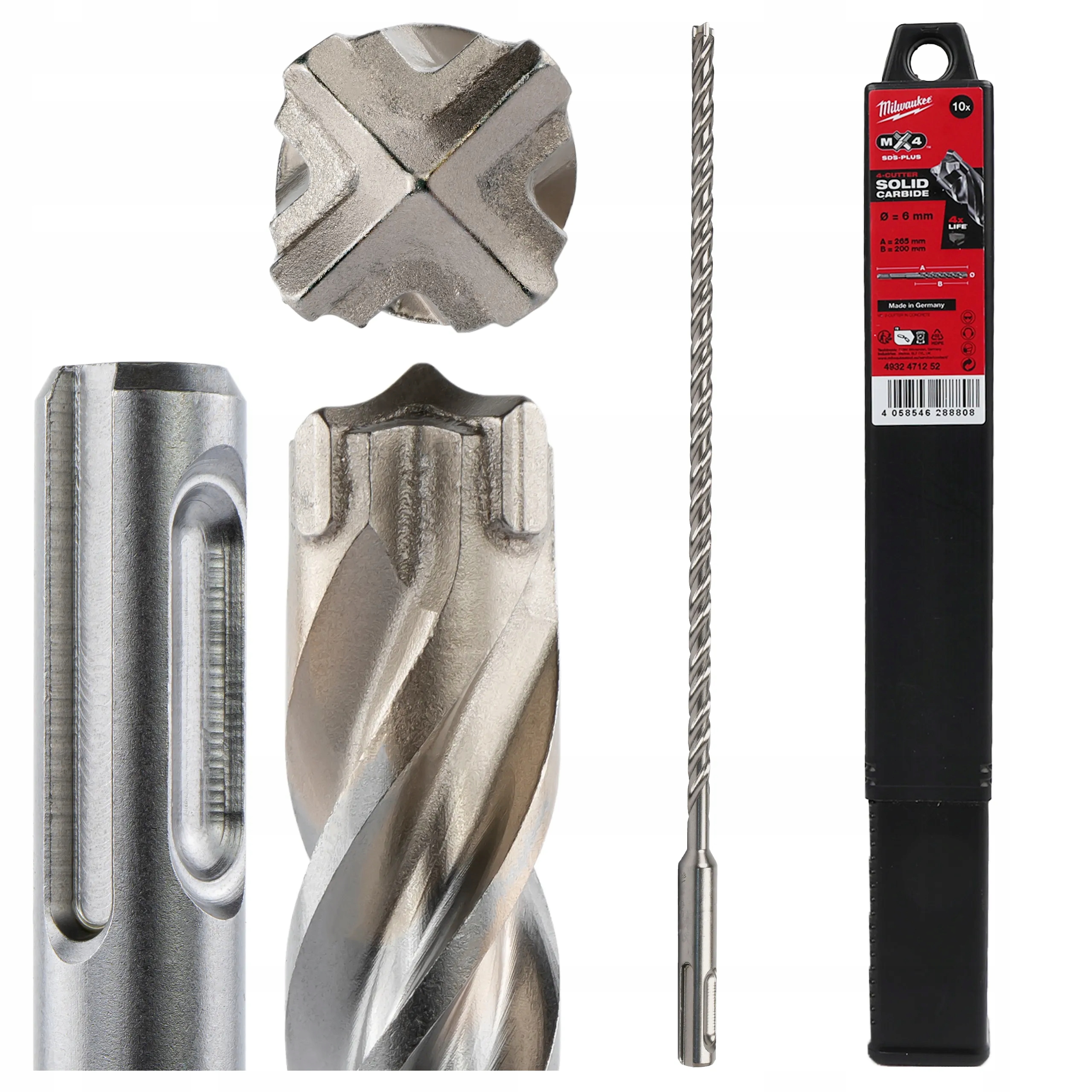Vrtáky do betonu Sds Plus 6 x 200/265 mm 10 ks Milwaukee MX4