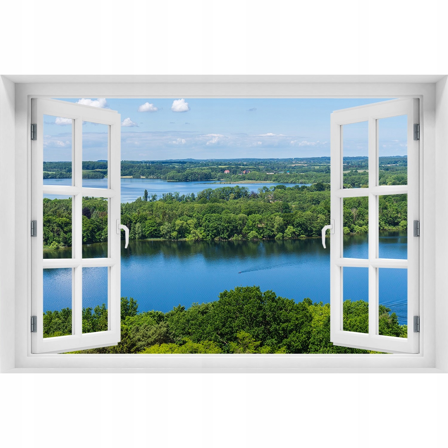 

Naklejka fototapeta 3D Okno widok Las nad jeziorem