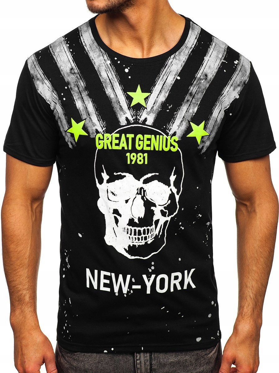 

T-shirt Męski Z Nadrukiem Czarny Y70006 DENLEY_2XL